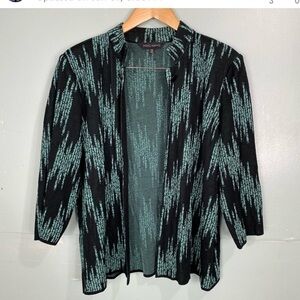 Ming Wang Black and Cyan Embroidered Cardigan m7.